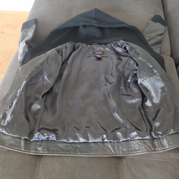 Suzanne Somers Lamb Leather Lined Moto Hooded Jacket - Picture 5 of 9